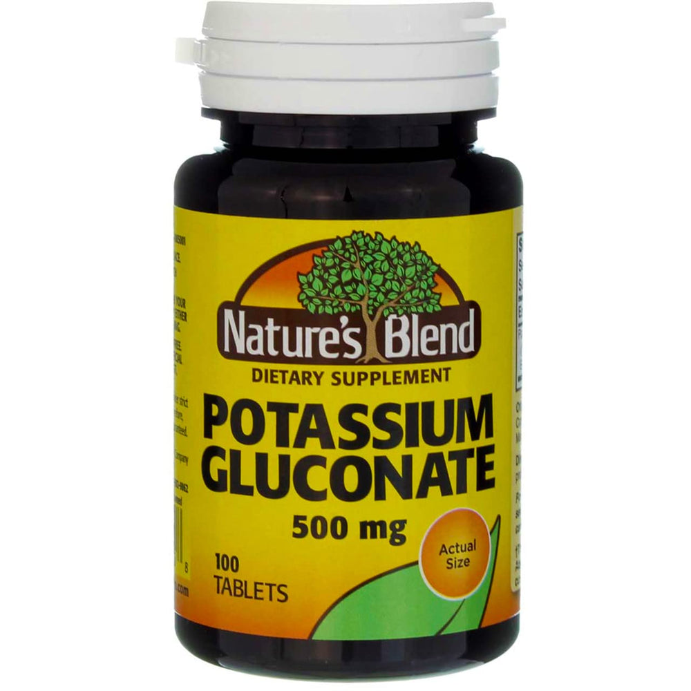 Nature's Blend Potassium Gluconate 500 mg bottle label