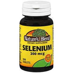 Bottle of Nature's Blend Selenium 200 mcg 100 tablets (packaging may vary)