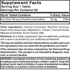 Packaging comparing Nature's Blend Slow Iron to Slow Fe 60 tablets