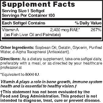 Vitamin A softgels illustrating immune support and skin health