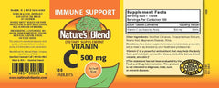 Close-up of Nature's Blend Vitamin C 500 mg tablets