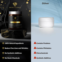 Clean beauty label highlighting no fillers or toxins on Nature's Blessing