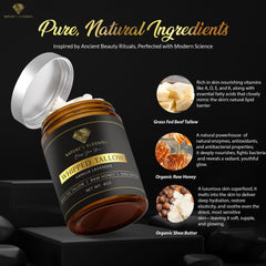 Beef tallow-based skincare jar with natural ingredients