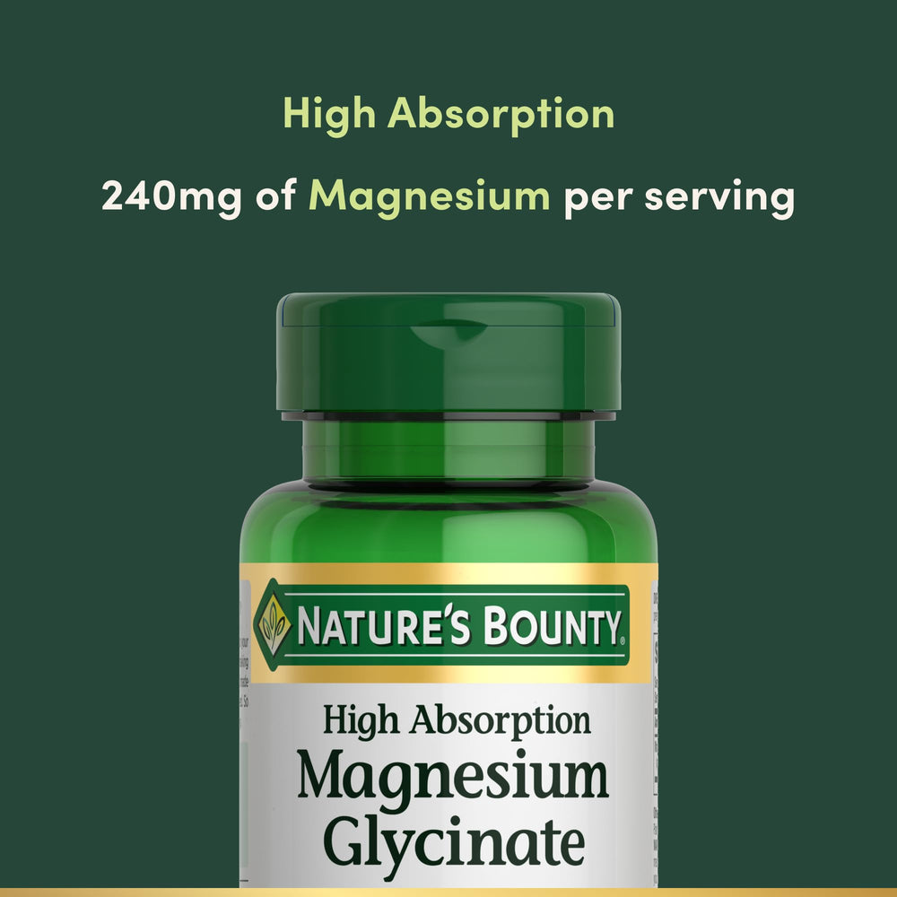 Nature’s Bounty 240 mg magnesium glycinate label highlights non-GMO and gluten-free