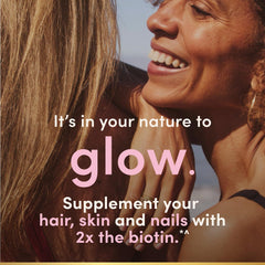 Concept image of hair, skin, and nails with gummies