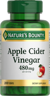 Bottle of Nature's Bounty Apple Cider Vinegar 480mg pills