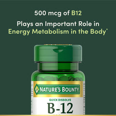 Nature's B12 quick-dissolve packaging 100-count bottle