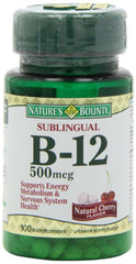 Nature's Bounty Vitamin B-12 500 mcg bottle front