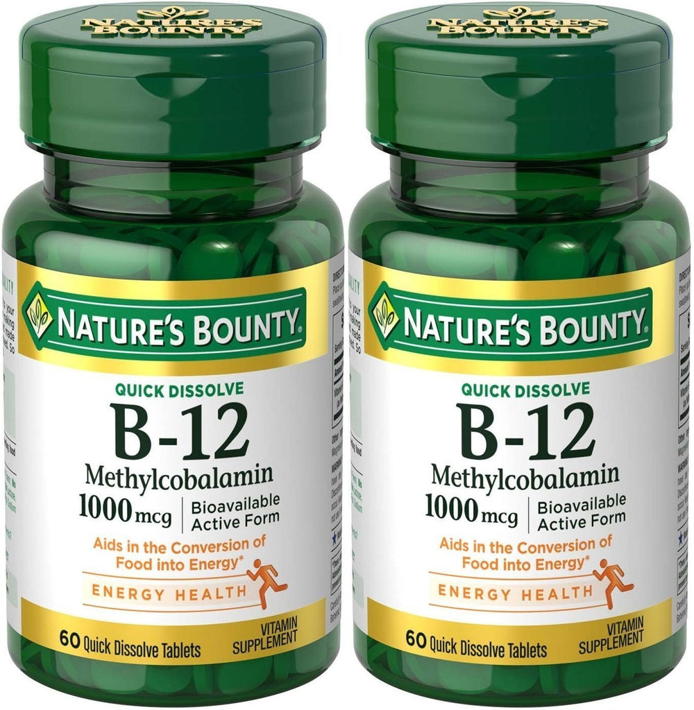 Nature's Bounty Methylcobalamin B12 microlozenge tablets bottle - 1000 mcg, 120 count