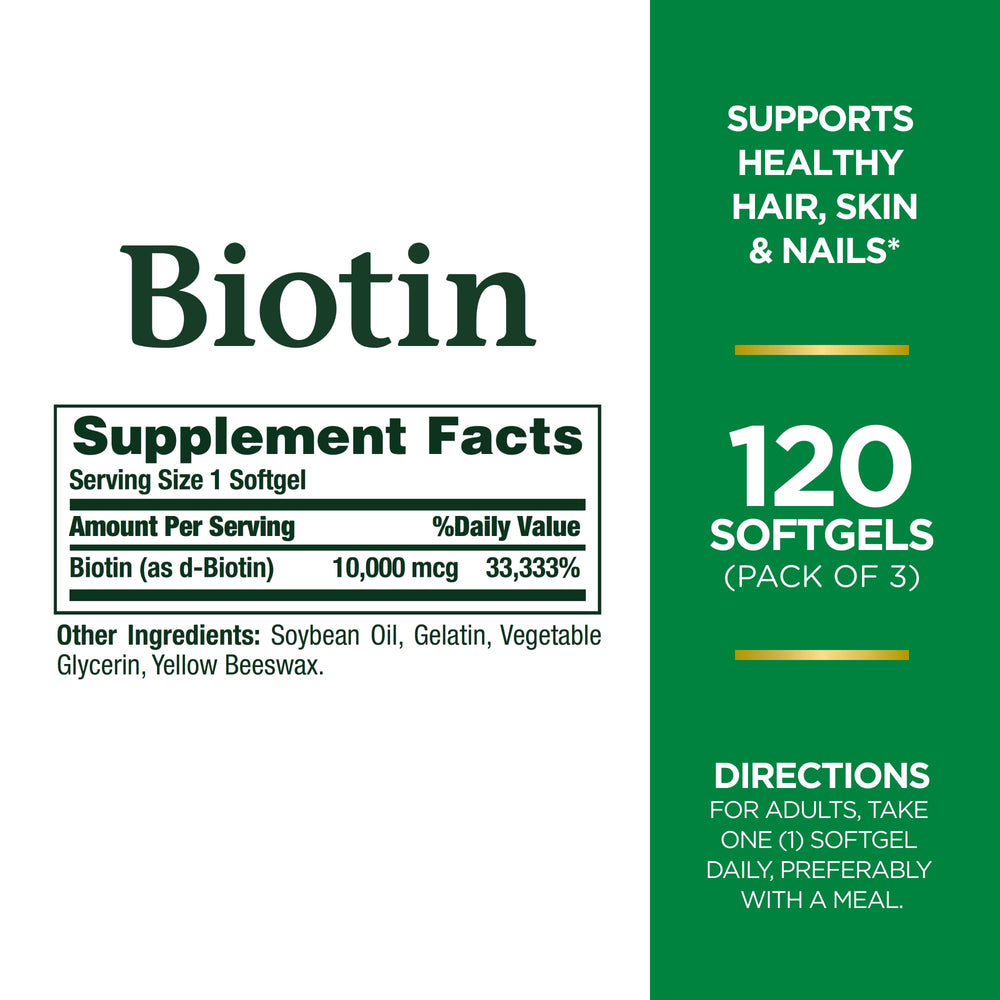 Graphic illustrating hair, skin and nails health from Biotin