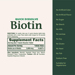 Packaging emphasizing purity and safety of Nature's Bounty Biotin