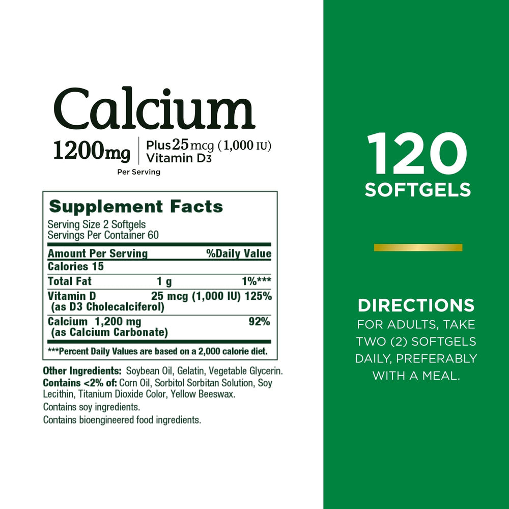 Calcium carbonate and Vitamin D3 softgels close-up