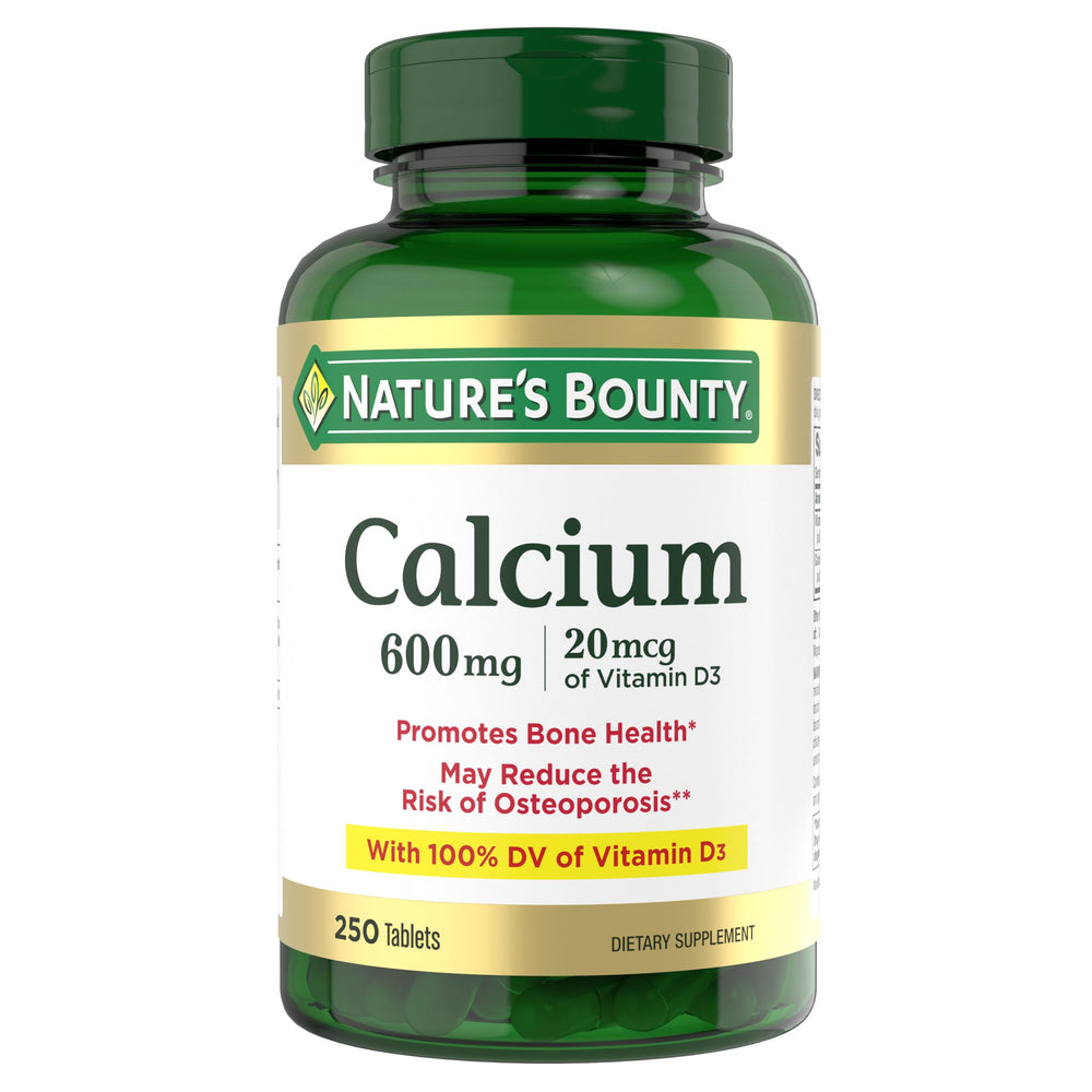 Nature's Bounty Calcium Carbonate & Vitamin D3 bottle label - 250 tablets