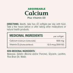 Bottle of Nature's Bounty calcium and vitamin D3 softgels
