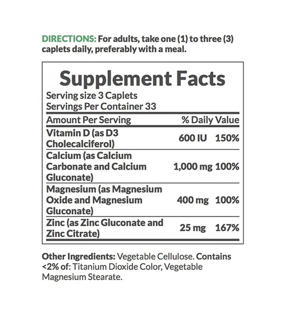 Nutrients Calcium Magnesium Zinc and Vitamin D for bone health