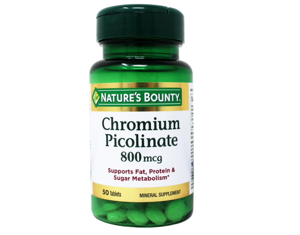 Pack of five Nature's Bounty Chromium Picolinate 800 mcg tablets bottles