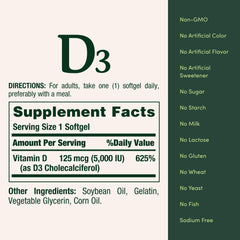 Nature's Bounty D3 rapid-release bottle indicating fast absorption