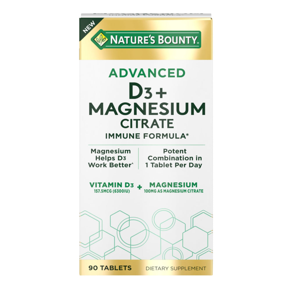 Nature's Bounty Advanced D3 + Magnesium Citrate Immune Formula bottle
