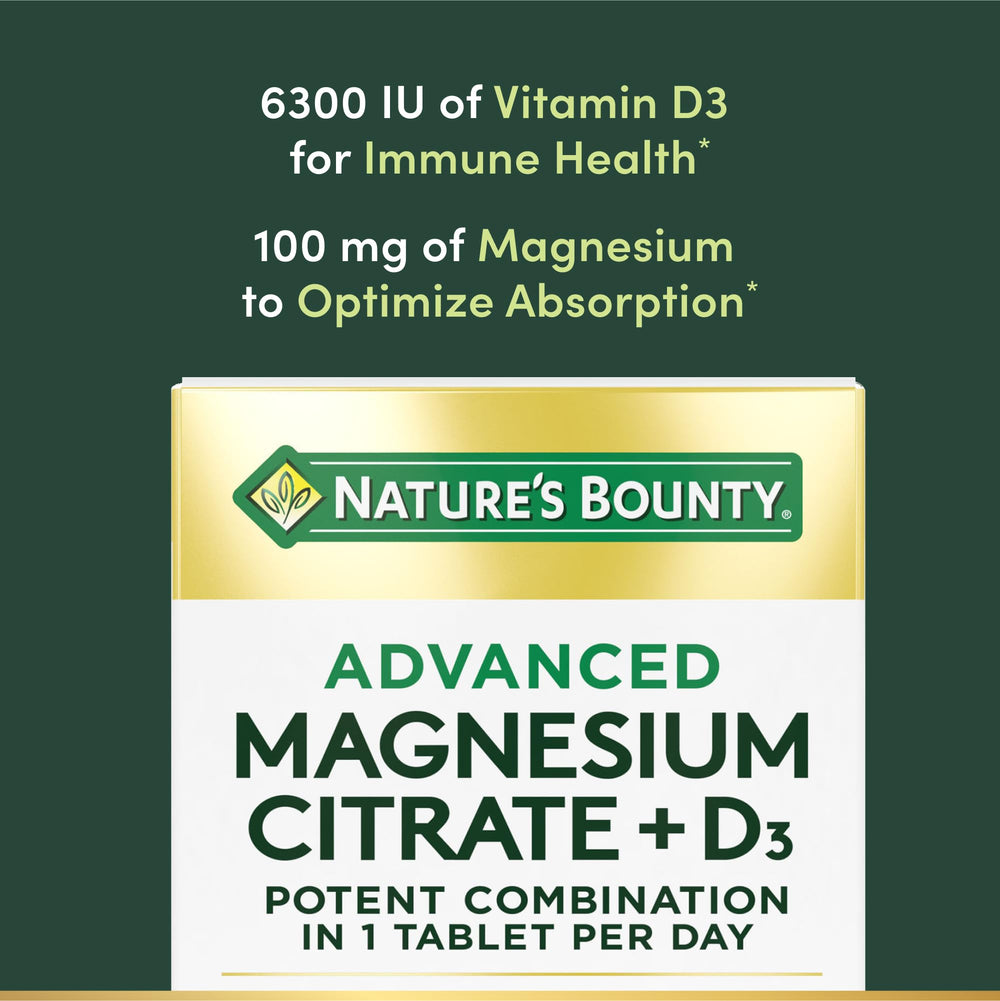 Tablets of Nature's Bounty D3 + Magnesium Citrate Immune Formula