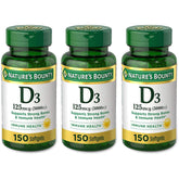 Nature's Bounty Vitamin D3 Softgels 125 mcg (5000 IU) bottle front view