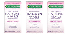 Front view of Nature's Bounty Extra Strength Hair Skin Nails 150 Count Pack of 3 bottle