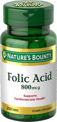 Front view of Nature's Bounty Folic Acid 800 mcg Maximum Strength two-pack bottles