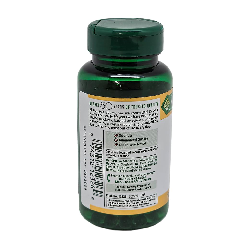 Garlic 1000 mg softgels capsules in bottle with label