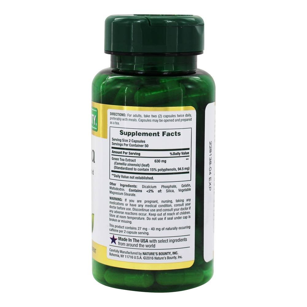 Close-up of Green Tea Extract capsules highlighting EGCG and catechins