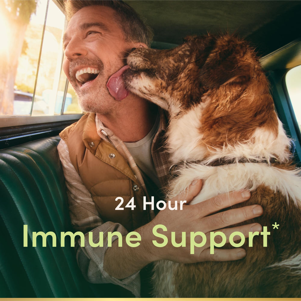 Nature's Bounty Immune 24 Hour+ softgels close-up—rapid-release convenience.