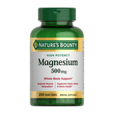 Front label of Nature's Bounty Magnesium 500 mg tablets bottle