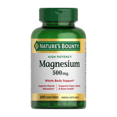 Front label of Nature's Bounty Magnesium 500 mg tablets bottle
