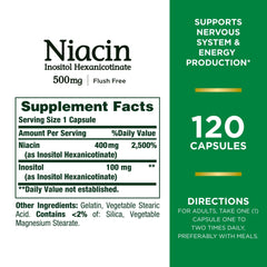 Three Niacin Flush Free 500 mg bottles side by side