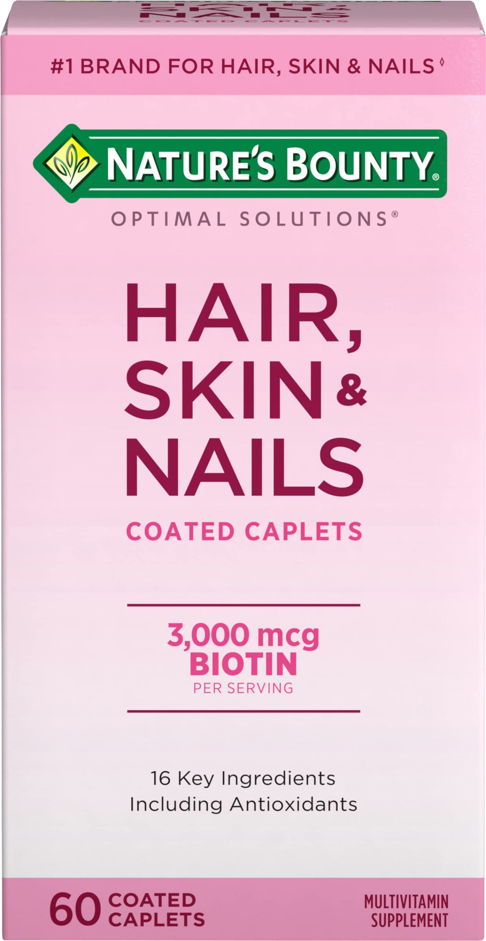 Front view of Nature's Bounty Optimal Solutions Hair, Skin & Nails formula