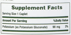 Close-up of Potassium Gluconate 99 mg caplets