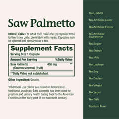 Nature's Bounty Saw Palmetto packaging and bottle