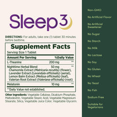 Nature's Bounty Sleep3 nighttime herbal blend ingredients like chamomile and valerian