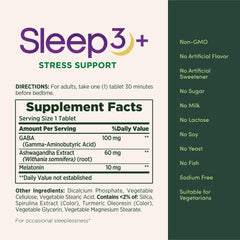 Person taking Sleep3+ Stress Support tablet before bed