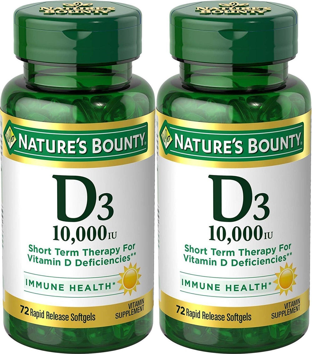 Nature's Bounty Ultra Strength Vitamin D3 10,000 IU softgels – 72 count, 2-pack