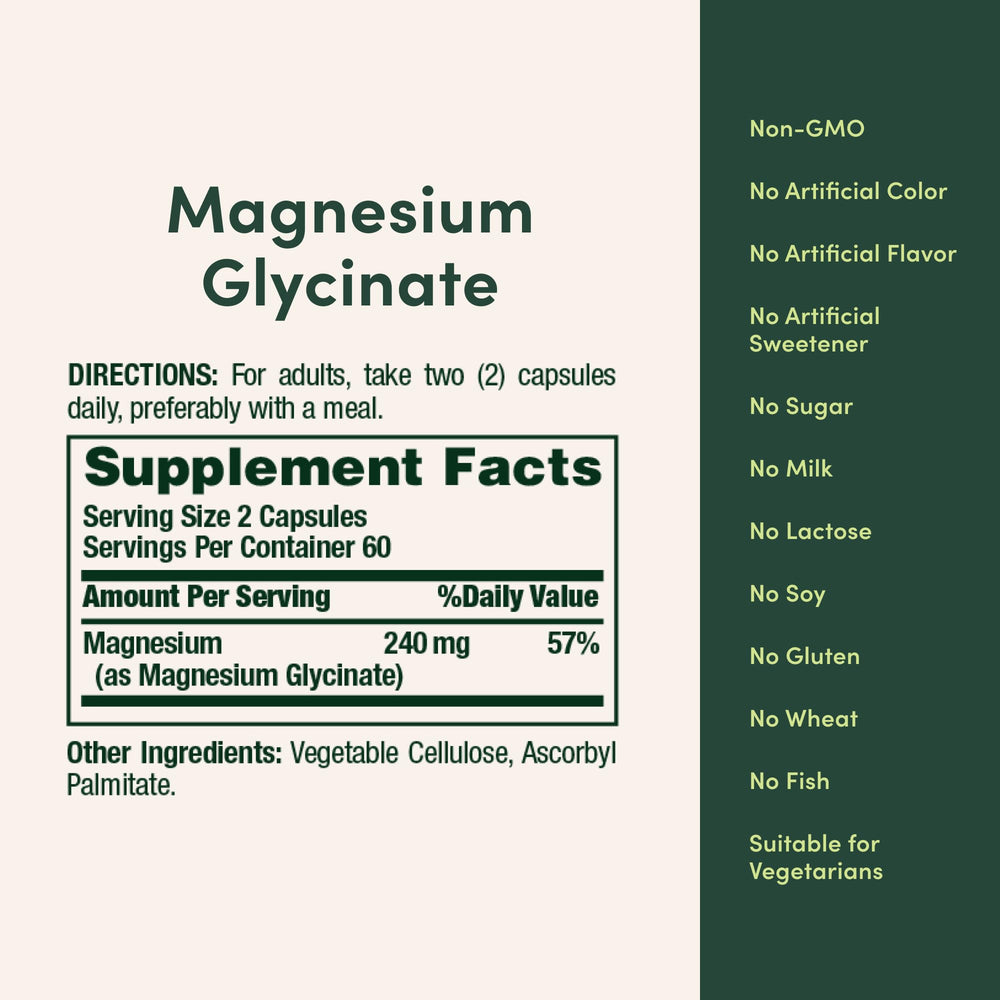Nature’s Bounty magnesium glycinate bottle in kitchen setting for daily wellness