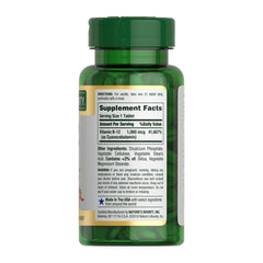 Close-up of Vitamin B12 1000 mcg label
