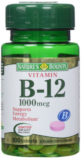 Nature's Bounty Vitamin B-12 1000 mcg tablets bottle front view