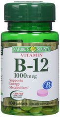 Nature's Bounty Vitamin B-12 1000 mcg tablets bottle front view
