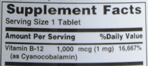 Vitamin B-12 1000 mcg tablets laid out