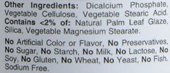 Nutrition facts panel on back of bottle
