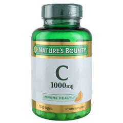 Nature's Bounty Vitamin C 1000mg caplets bottle, supports immune system health.