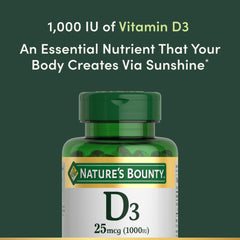Close-up view of Nature’s Bounty Vitamin D3 softgels
