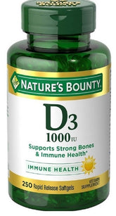 Nature's Bounty Vitamin D3 1000 IU Rapid Release Softgels bottle