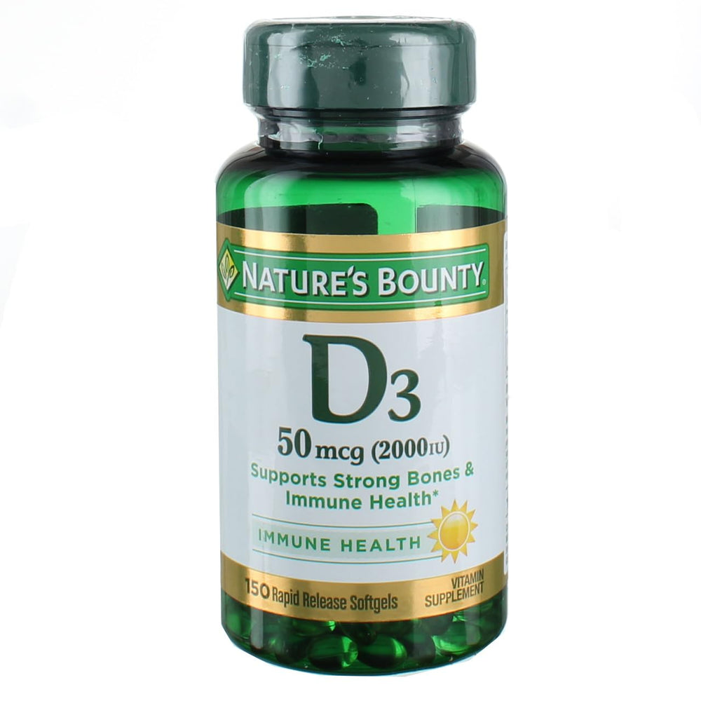 Nature's Bounty Vitamin D3 2000 IU softgels bottle front view