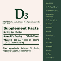 Nature's Bounty Vitamin D3 72-count bottle packaging