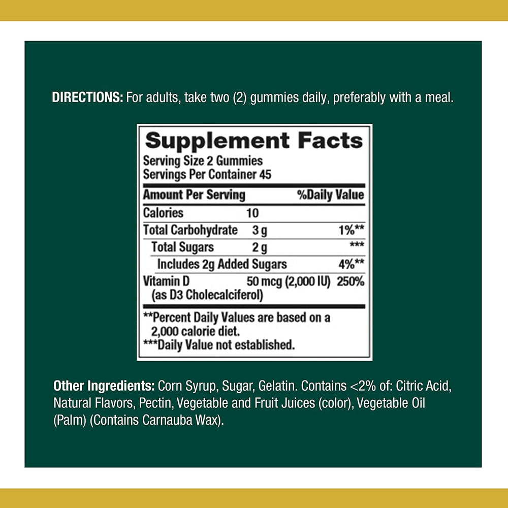 Close-up of mixed fruit flavored Vitamin D3 gummies